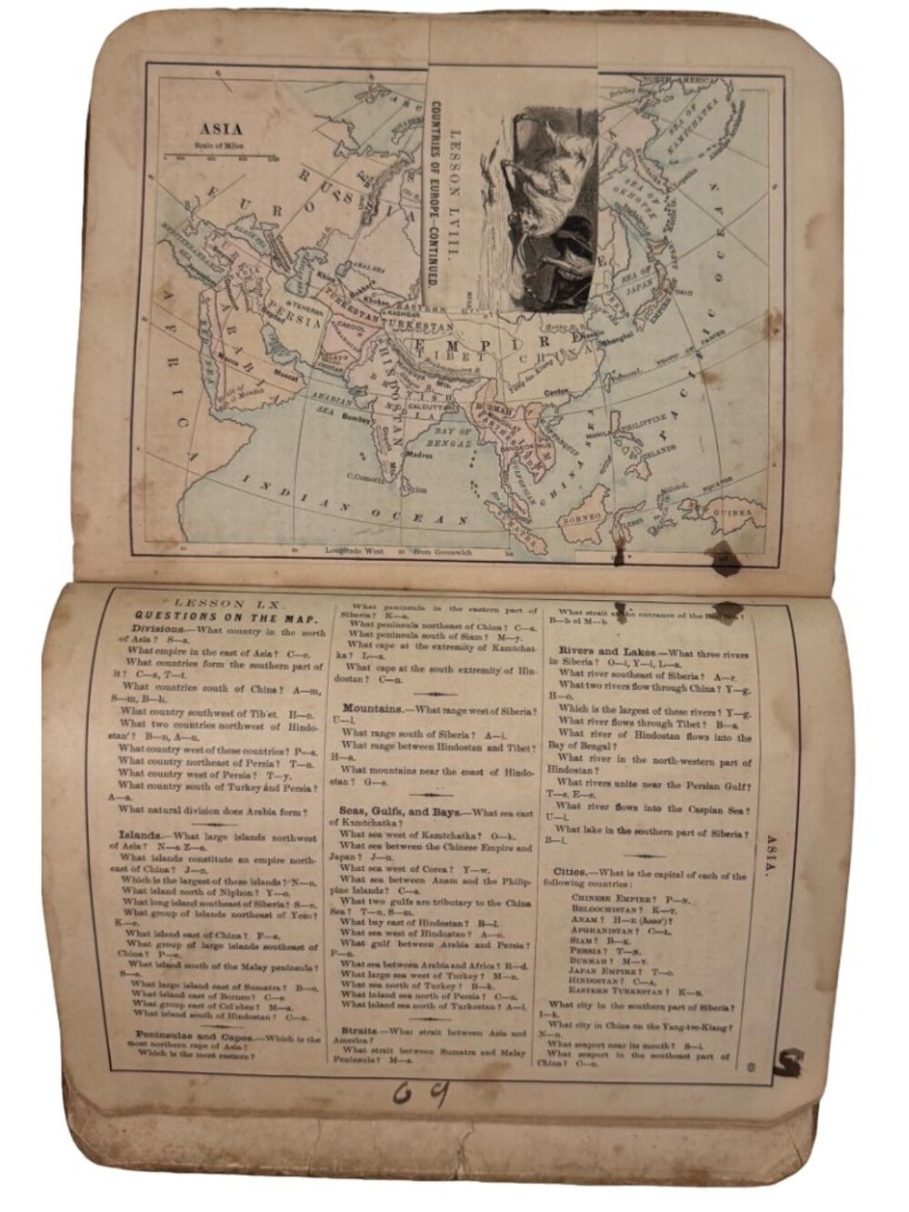 Colton's New Introductory Geography 1875 Hardback Book Read D. D. Merrill Damage - Picture 13 of 16